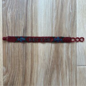 Belize Beaded Bracelet Red Blue